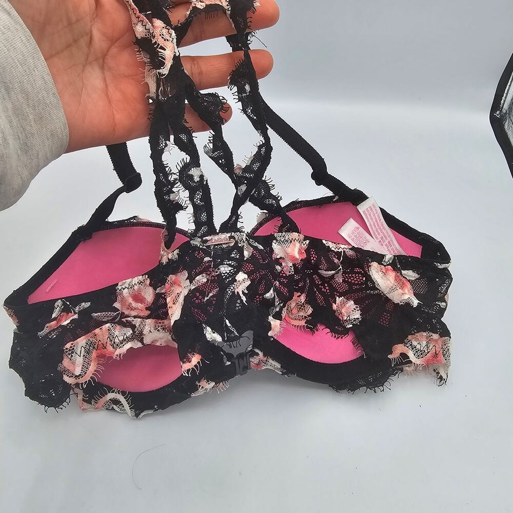 Pink Victoria Secret Floral Racerback Bra size 34B - Picture 4 of 9